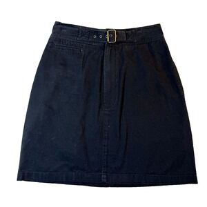 Vintage Ralph Lauren Skirt Womens Black Cotton Belted Polo Sport Preppy Y2K